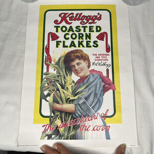 Vintage 82 Kellogg's Company "Kellogg's Toasted Corn Flakes" Advertising Poster